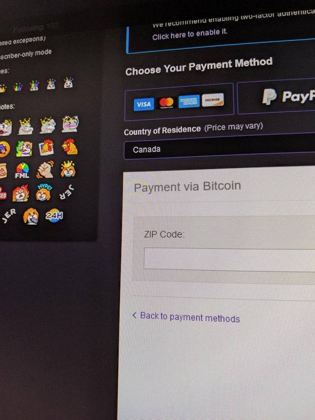 L'option Bitcoin (BTC) à nouveau disponible sur Twitch.tv