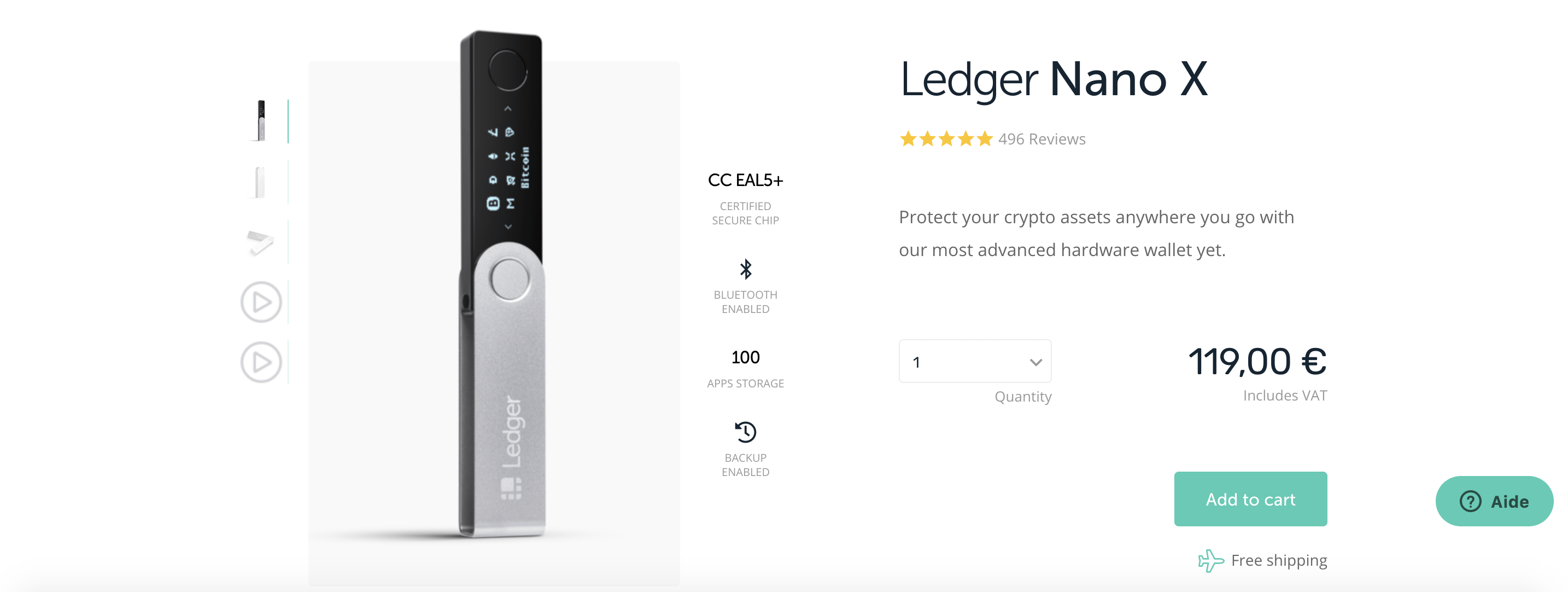 La page de présentation du Ledger Nano X sur le site officiel de l'entreprise.