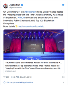 TRON Jinse Award 2019