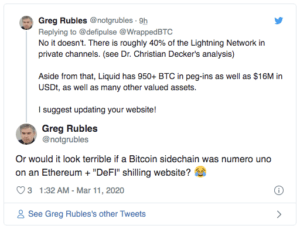 Greg Rubles Defipulse wBTC