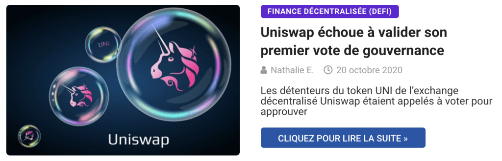 Uniswap échoue à valider son premier vote de gouvernance