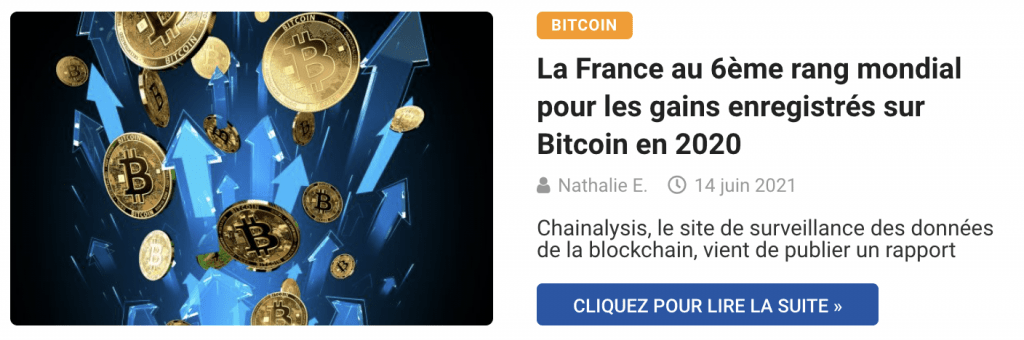 La France au 6ème rang mondial pour les gains enregistrés sur Bitcoin en 2020