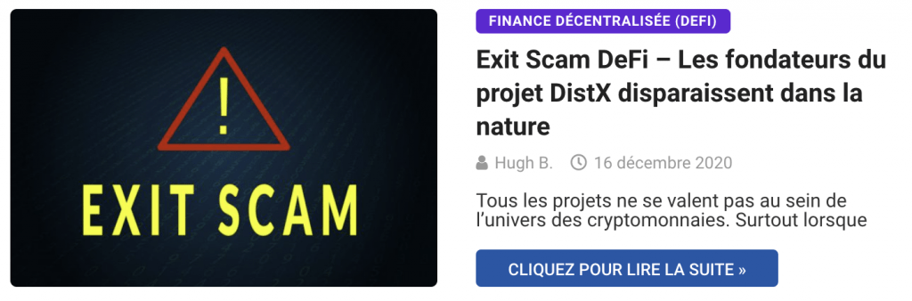 Exit Scam DeFi – Les fondateurs du projet DistX disparaissent dans la nature