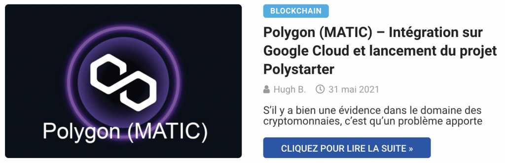 Polygon (MATIC) – Intégration sur Google Cloud et lancement du projet Polystarter