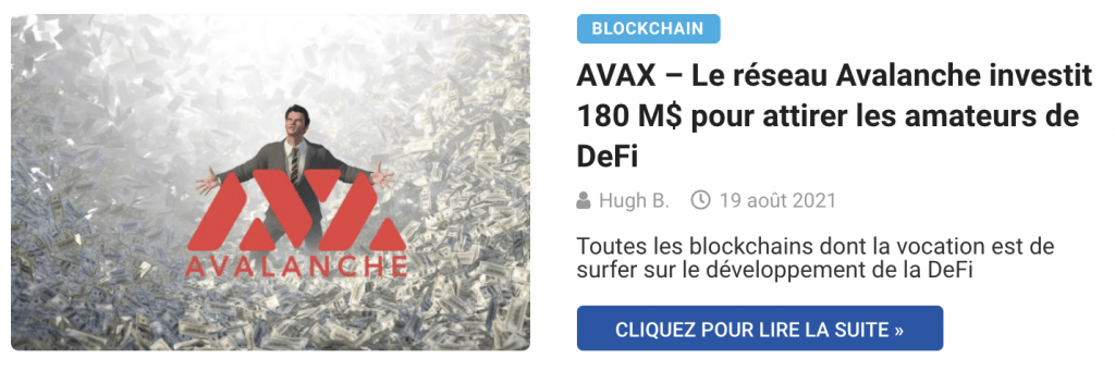 AVAX – Le réseau Avalanche investit 180 M$ pour attirer les amateurs de DeFi