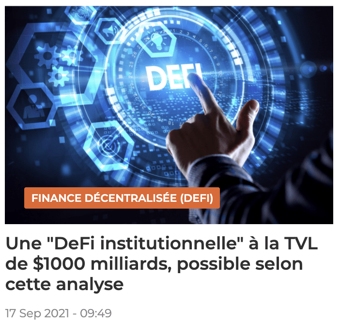 Une « DeFi institutionnelle » à la TVL de $1000 milliards, possible selon cette analyse