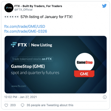 Incroyable - FTX intègre GameStop (GME) à son catalogue d'actions tokenisées