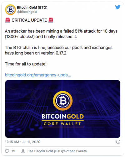 Le Bitcoin Gold vient de déjouer une attaque des 51%