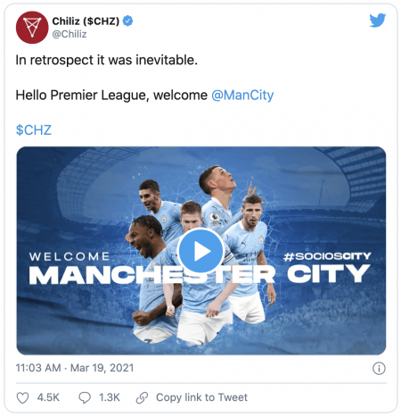 Fan token - Le club de foot Manchester City arrive sur la plateforme Socios