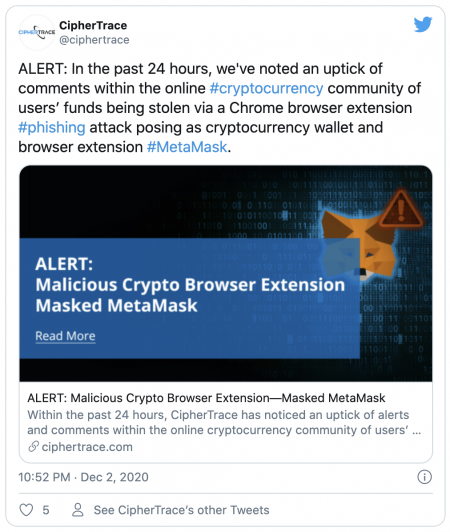 Attention phishing du portefeuille MetaMask