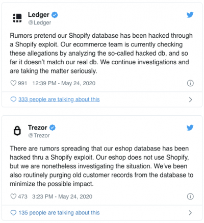 Ledger et Trezor démentent le hack de leurs sites