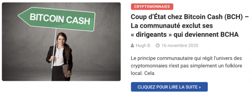 Coup d’État chez Bitcoin Cash (BCH) – La communauté exclut ses « dirigeants » qui deviennent BCHA