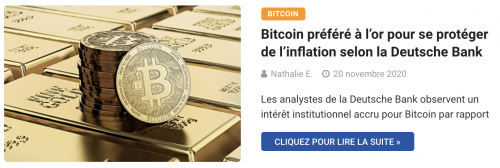 Bitcoin préféré à l’or pour se protéger de l’inflation selon la Deutsche Bank