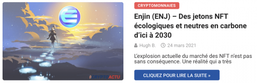 Enjin (ENJ) – Des jetons NFT écologiques et neutres en carbone d’ici à 2030