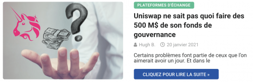 Uniswap ne sait pas quoi faire des 500 M$ de son fonds de gouvernance