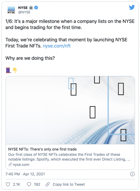 La bourse de New York se met aux NFT