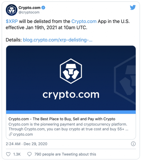 Crypto.com suspend le trading du XRP de Ripple