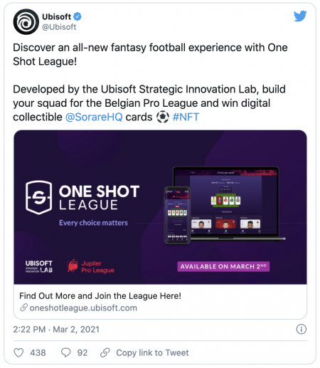 Ubisoft lance le jeu de foot crypto One Shot League